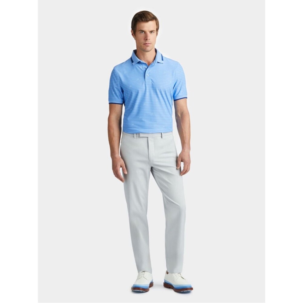 G/FORE Script Stripe Tech Pique Banded Sleeve Golf Polo in Dawn  M NWOT